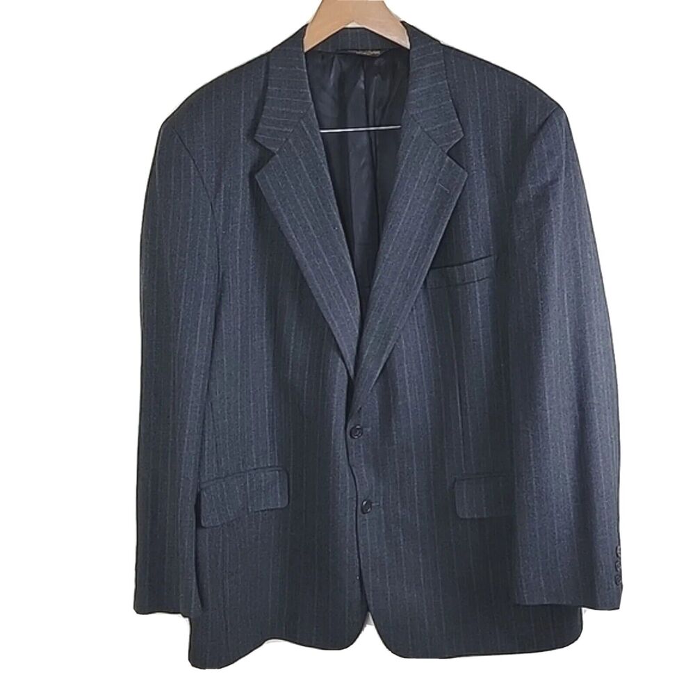 Brooks Brothers Mens Wool Pinstripe Suit Blazer Jacket size 44L Grey Two Button